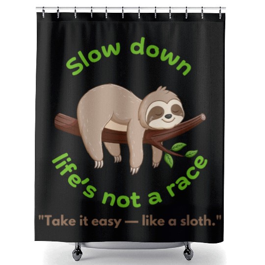 Take It Slow – Sloth Vibe Shower Curtains for Kids & Youth
