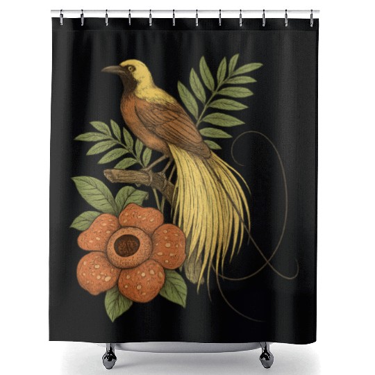 Bird of Paradise Rafflesia Shower Curtains