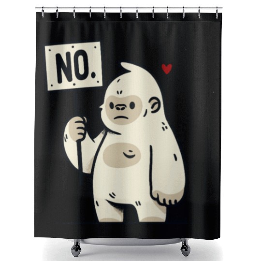 Gorilla Says No – Cute Protest Shower Curtains