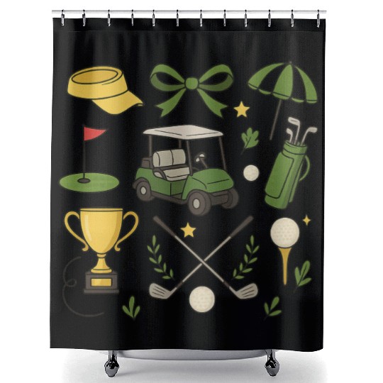 Preppy Golf Coquette Golf Shower Curtains