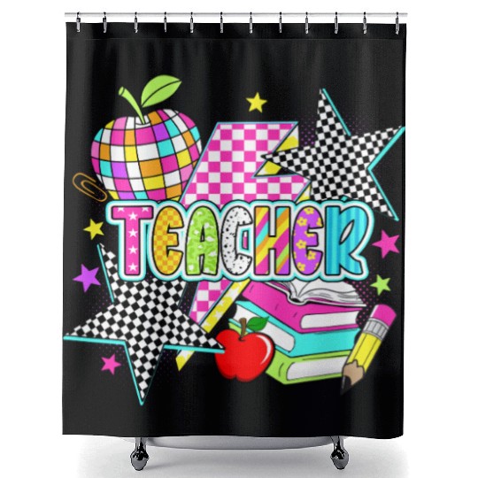Retro Teacher Preppy Teacher Shower Curtains