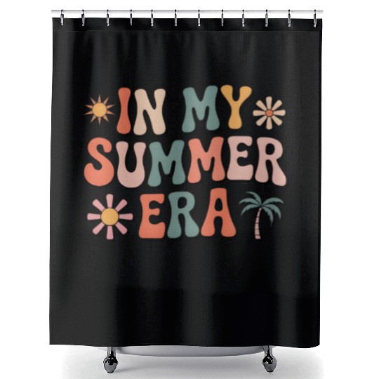 In My Summer Era Groovy Last Day of School Teacher Shower Curtains