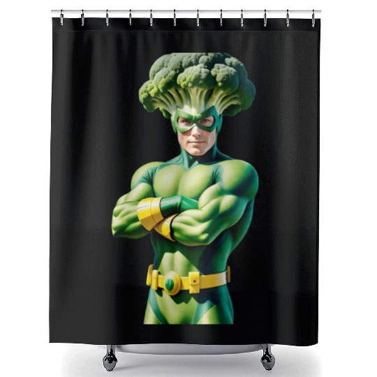 Broccoli Superhero Shower Curtains