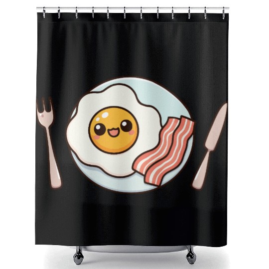 Whimsical Sunny Side Fried Egg Design Shower Curtains
