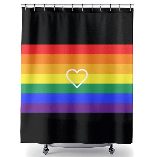 Rainbow Heart Pride Flag Shower Curtains
