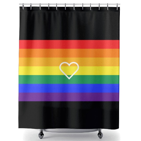 Rainbow Heart Pride Flag Shower Curtains