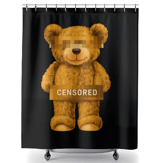 Censored Teddy Bear Shower Curtains