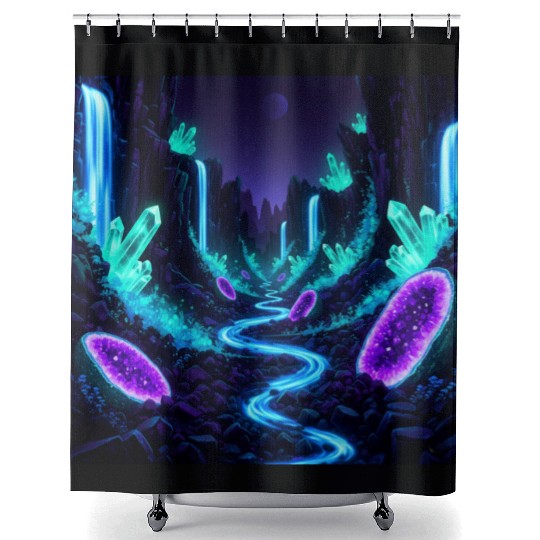 Bioluminescent Crystal Valley Shower Curtains