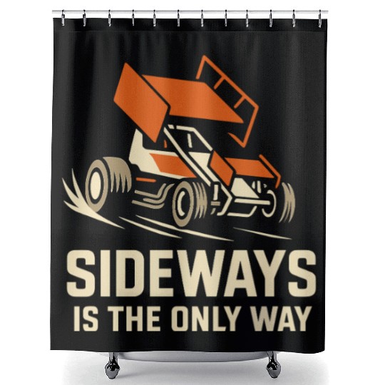 Sprint Car Racing Dirt Track Speed Oval Race Shower Curtains