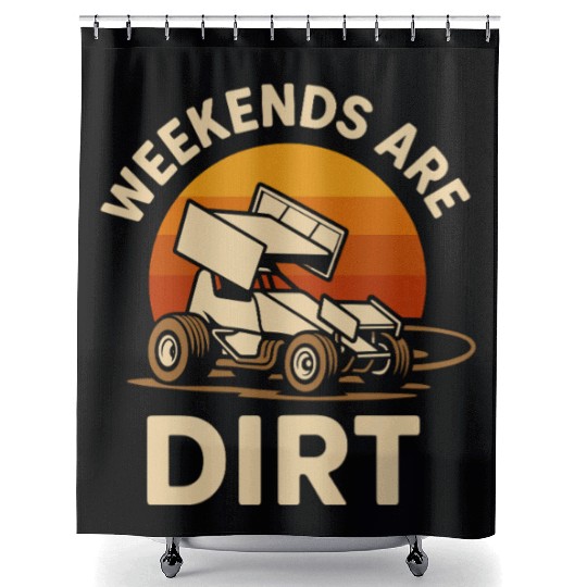 Sprint Car Racing Dirt Track Speed Oval Race Shower Curtains