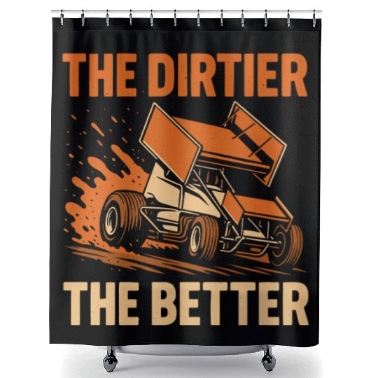 Sprint Car Racing Dirt Track Speed Oval Race Shower Curtains