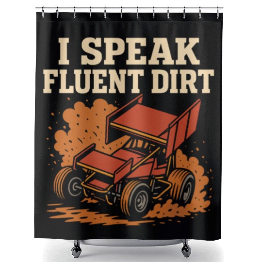 Sprint Car Racing Dirt Track Speed Oval Race Shower Curtains