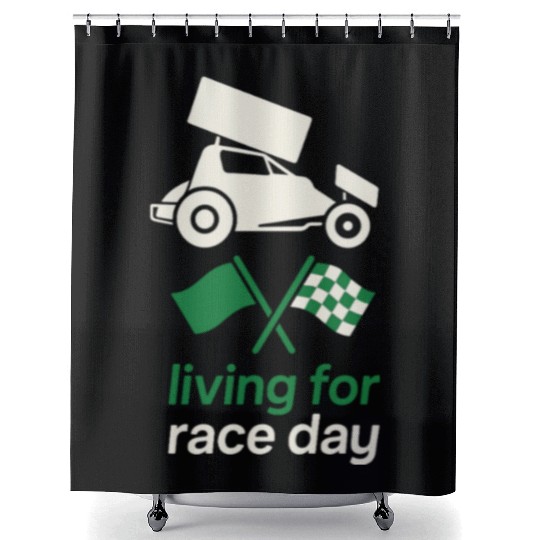 Sprint Car Racing Dirt Track Speed Oval Race Shower Curtains