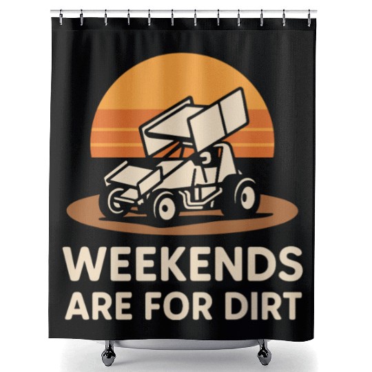 Sprint Car Racing Dirt Track Speed Oval Race Shower Curtains