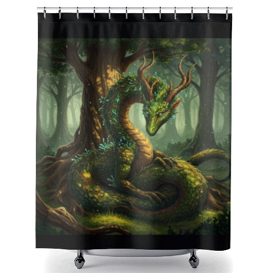Enchanted Forest Serpent Design Shower Curtains