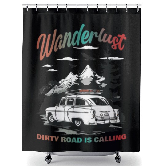 Camping Wanderlust Dirty Road Is Calling Shower Curtains