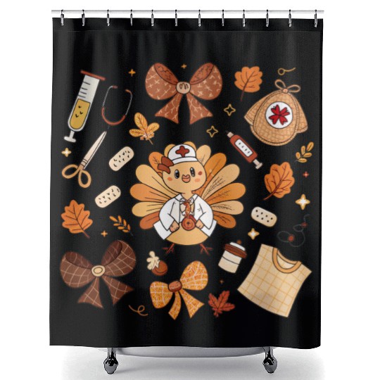 Boho Floral Nurse Thanksgiving Shower Curtains