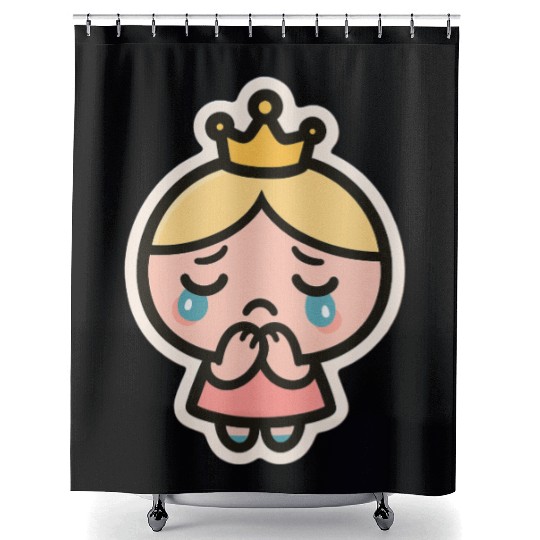Crying Bubi – Cute Sad Girl Blob Sticker Shower Curtains