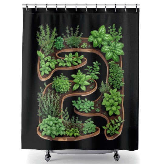 City Herb Garden Oasis Blueprint Shower Curtains