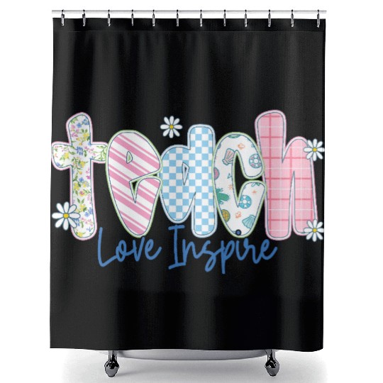 Preppy Teacher Teach Love Inspire Shower Curtains