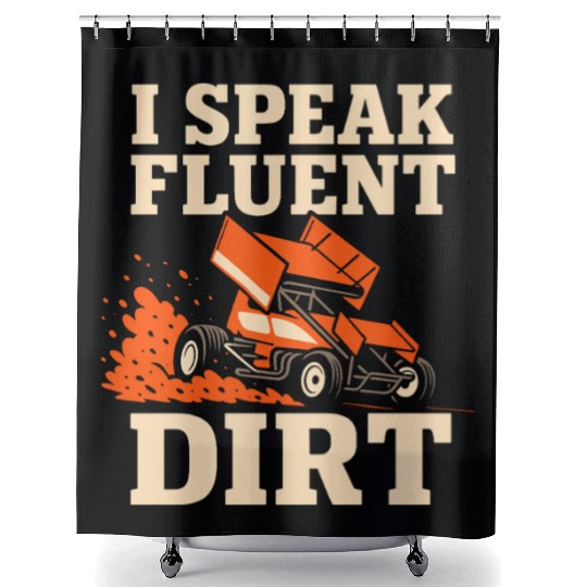 Sprint Car Racing Dirt Track Speed Oval Race Shower Curtains