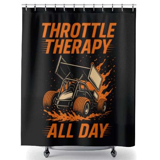Sprint Car Racing Dirt Track Speed Oval Race Shower Curtains