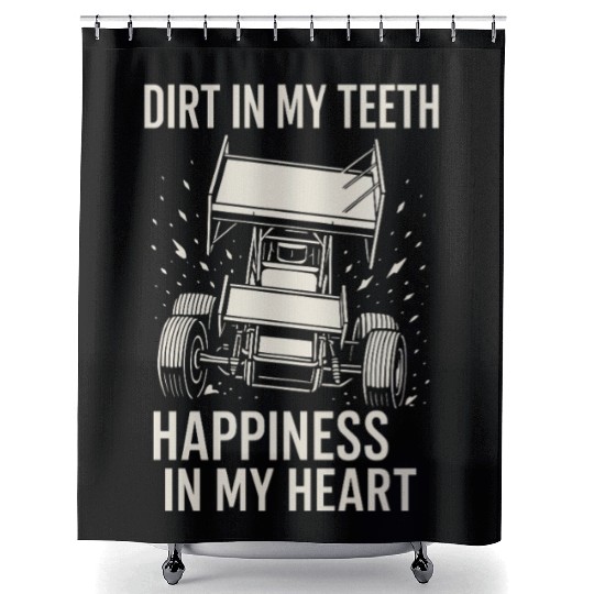 Sprint Car Racing Dirt Track Speed Oval Race Shower Curtains