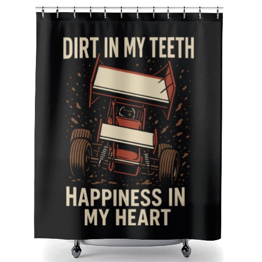 Sprint Car Racing Dirt Track Speed Oval Race Shower Curtains