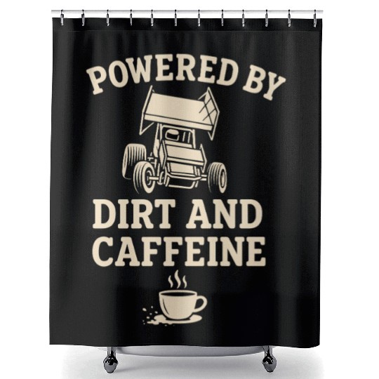 Sprint Car Racing Dirt Track Speed Oval Race Shower Curtains