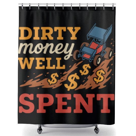 Sprint Car Racing Dirt Track Speed Oval Race Shower Curtains