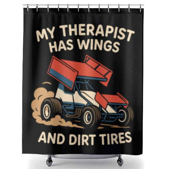 Sprint Car Racing Dirt Track Speed Oval Race Shower Curtains
