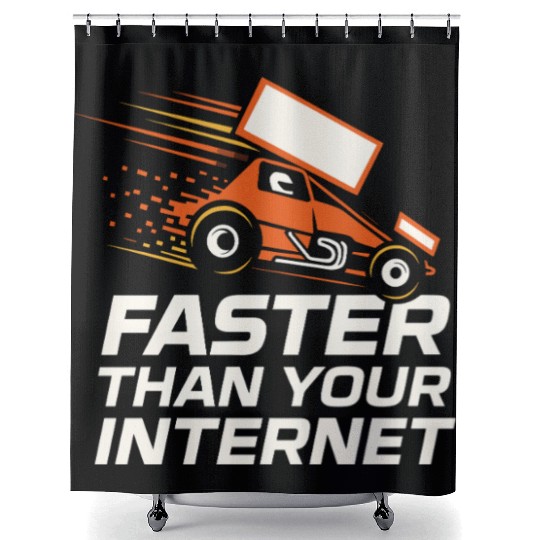 Sprint Car Racing Dirt Track Speed Oval Race Shower Curtains
