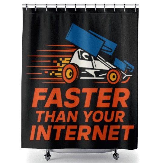 Sprint Car Racing Dirt Track Speed Oval Race Shower Curtains