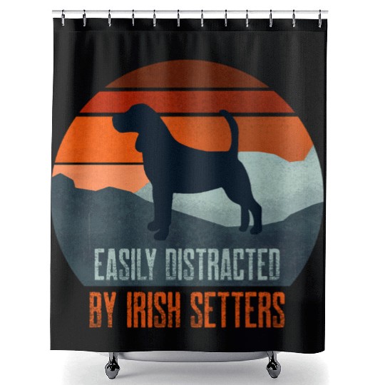 Easily Distracted By Irish Setters Dog Walking Shower Curtains