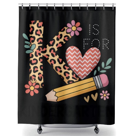 K Is For Kindergarten Teacher Leopard First Day Shower Curtains