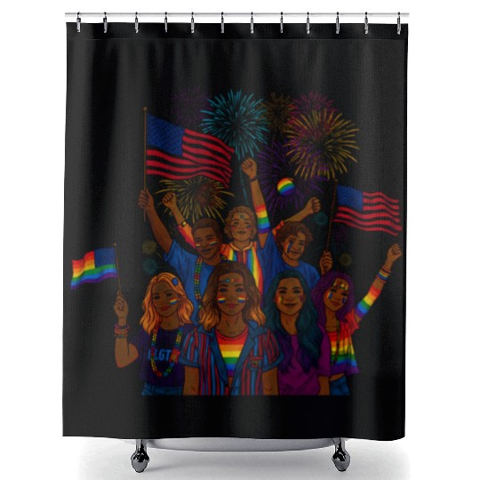 lgbt community raibow with us flag Shower Curtains
