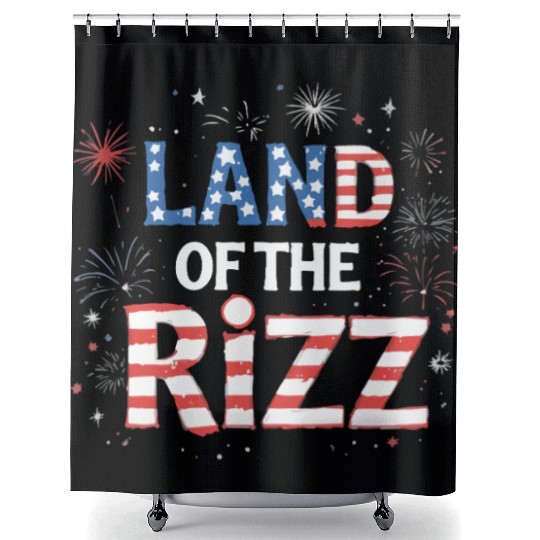 Land of the Rizz funny Patriotic day 4th Of July Shower Curtains
