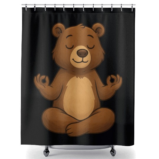 Cute bear yoga relaxation chill meditation relax Shower Curtains