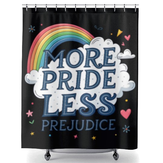 More Pride Less Prejudice Rainbow Pride Month LGBT Shower Curtains