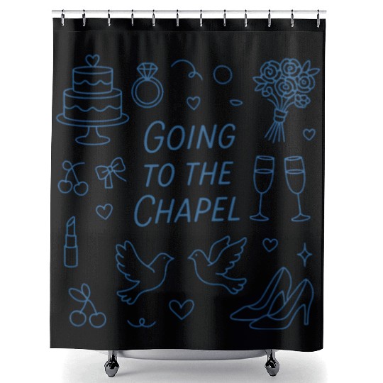 Going To The Chapel Wedding Neon Line Art Shower Curtains