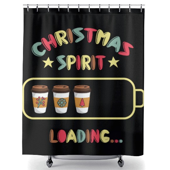 Christmas Spirit Loading X mas Coffee Shower Curtains