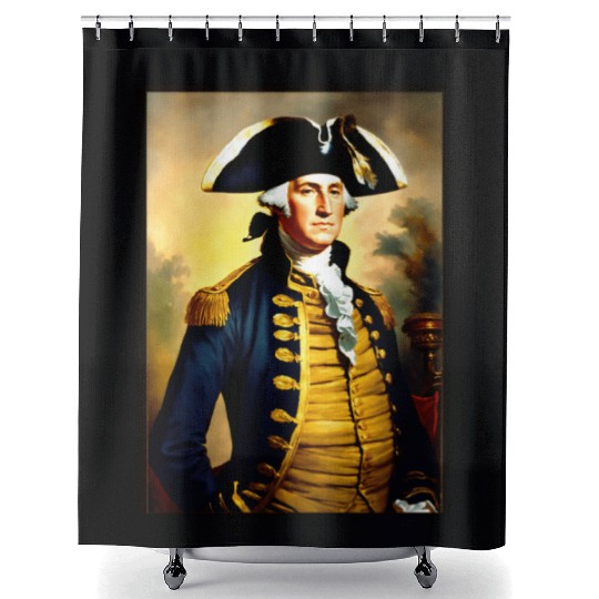 George Washington in revolutionary bttlefield a Shower Curtains