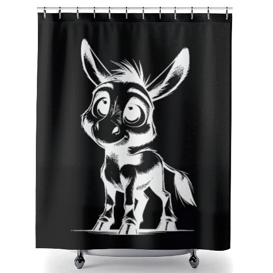 Cute Little Donkey Pencil Drawing Shower Curtains