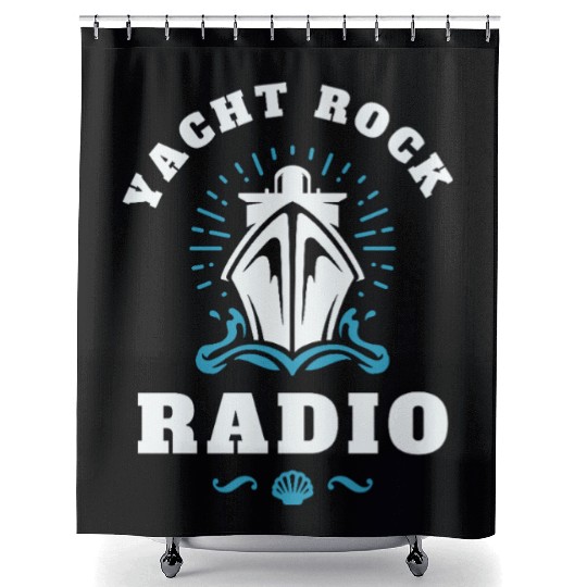 YACHT ROCK - WHITE LETTERS Shower Curtains