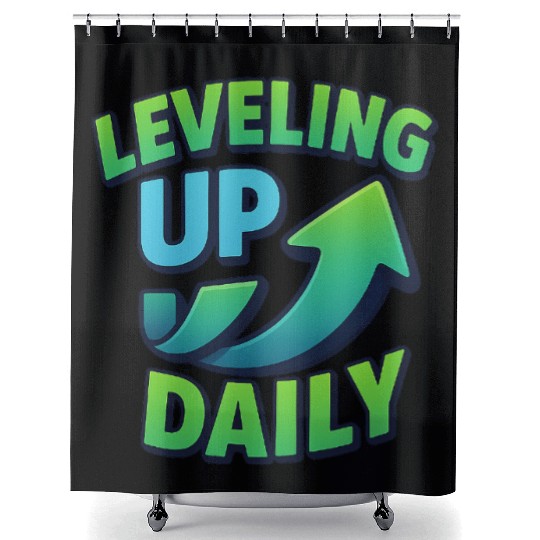 Level Up Daily – Gamer Mindset Streetwear Shower Curtains