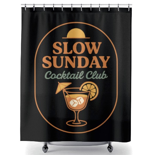 Vintage Slow Sunday Cocktail Club Shower Curtains