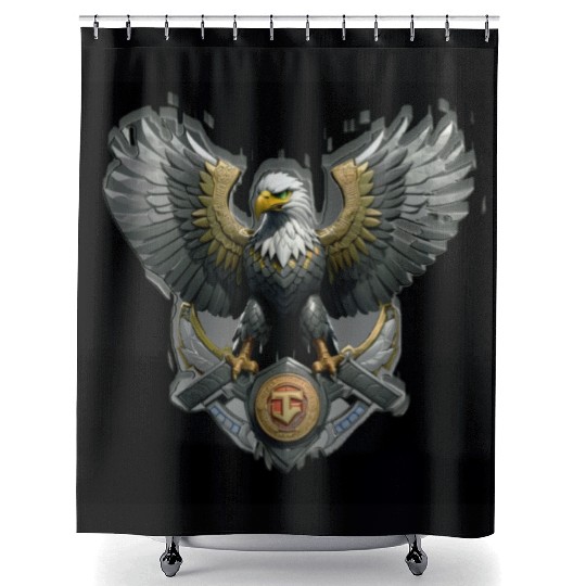 modern bird of prey logo Shower Curtains