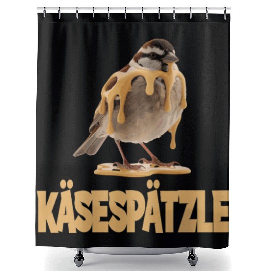 Käsespätzle Sparrow Delight With Cheesy Drizzle Shower Curtains