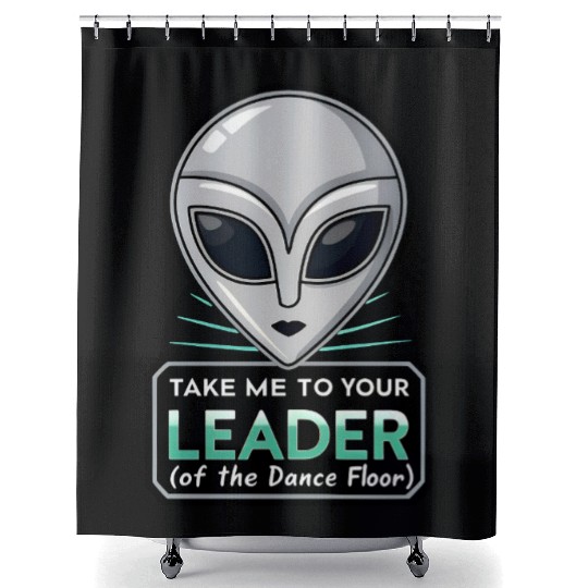 Take Me To Your Leader Alien Rave Retro 2000s Y2K Shower Curtains