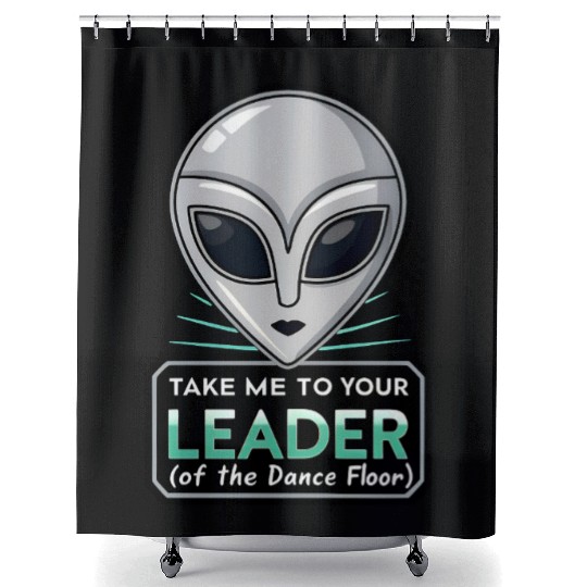 Take Me To Your Leader Alien Rave Retro 2000s Y2K Shower Curtains